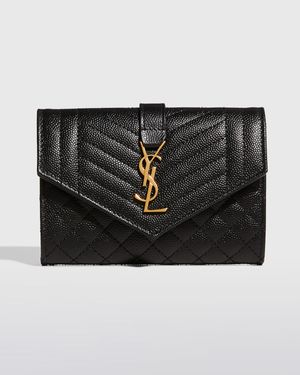 Envelope Small YSL Flap Wallet in Grained Leather