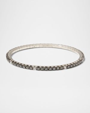 18K White Gold Stretch Tennis Bracelet with Black and White Diamonds