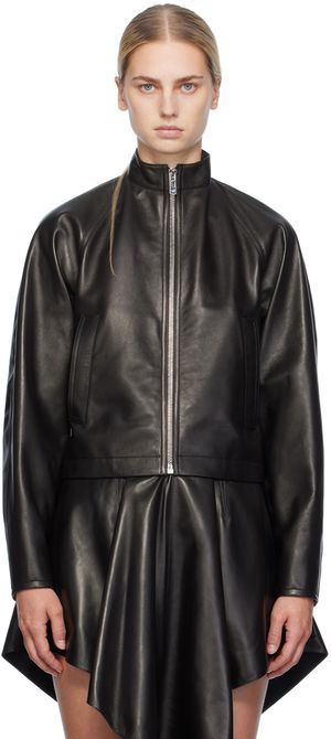 ALAÏA Black Round Leather Jacket