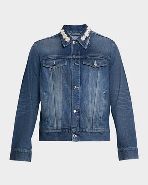 Men's Pearly-Collar Denim Trucker Jacket