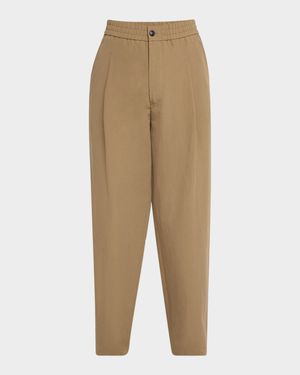 Men's Pleated Linen-Cotton Trousers