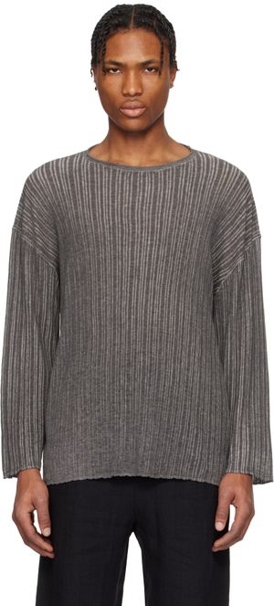 Professor.E Gray Semi-Sheer Dirt Knit Sweater