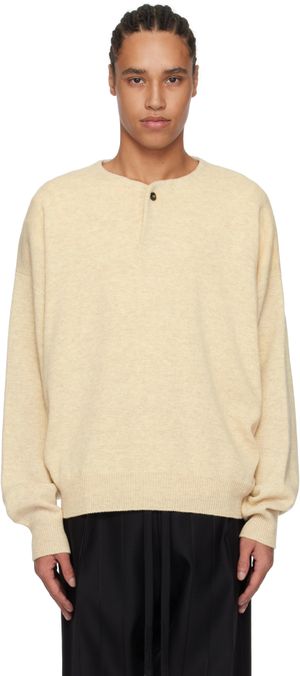 Fear of God Beige Fine Knit Henley