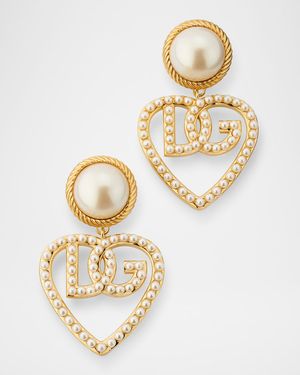 DG Logo and Heart Drop Earrings