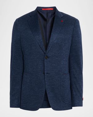 Men's Houndstooth Wool-Blend Jersey Blazer