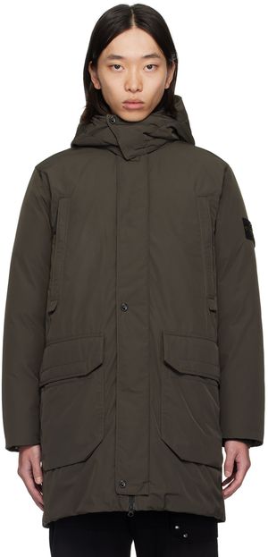 Stone Island Gray Hooded Down Jacket