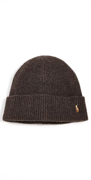 Polo Ralph Lauren Signature Cuff Beanie Dark Brown Heather One Size