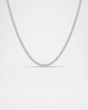 Lab Grown Diamond 18K White Gold Round Line Necklace, 16"L, 10ctw