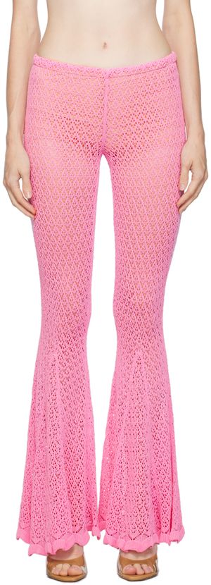 Blumarine Pantalon évasé rose
