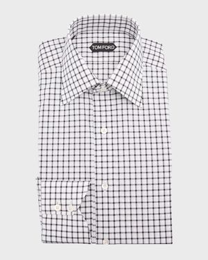 Men's Slim-Fit Cotton Grid Check Sport Shirt