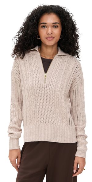 Varley Camello Cable Half Zip 2.0 Parchment L