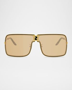 Fendiness Metal Semi-Shield Sunglasses