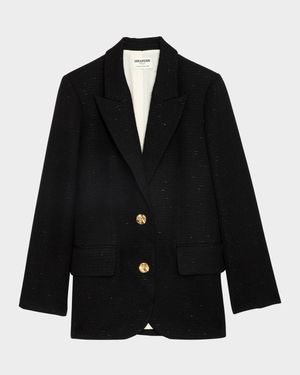 Vicka Single-Breasted Tweed Blazer