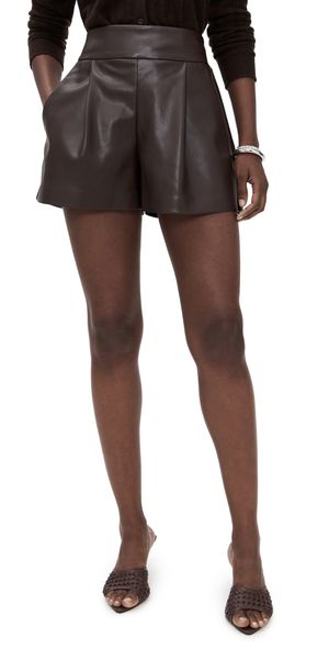 Susana Monaco Faux Leather Pleated Shorts Java XL
