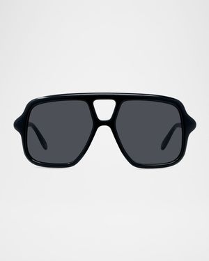 Slim Aviator Logo Sunglasses