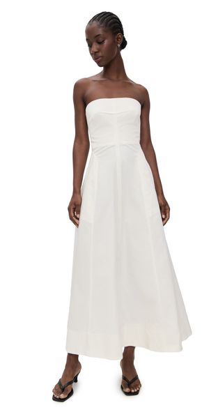 St. Agni Sculpted Cotton Strapless Dress Milk XL