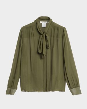 Thayer Tie-Neck Sheer Blouse