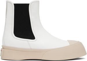 Marni Bottes chelsea blanches en cuir à semelle Pablo