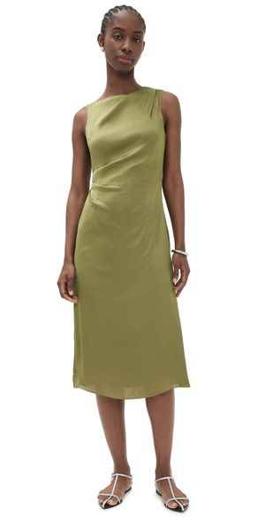 Theory Shoulder Drape Dress Avocado 4