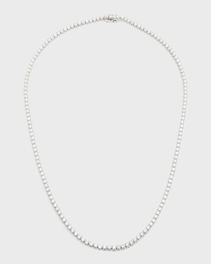 18K White Gold Round Diamond Line Necklace, 18"L, 10.0tcw