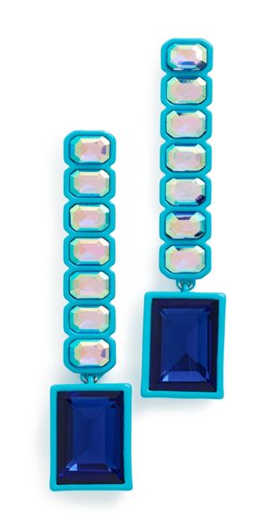 Elsie Frieda Rectangle Drop Earrings Caribbean Sea One Size