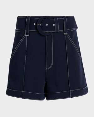 Aldi Belted Topstitch Shorts
