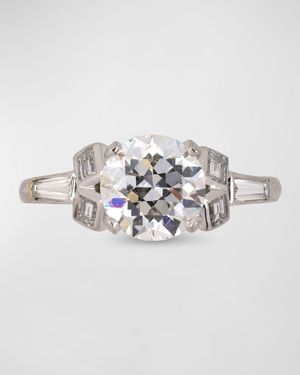 Estate Platinum European Cut Diamond Ring, Size 6.5