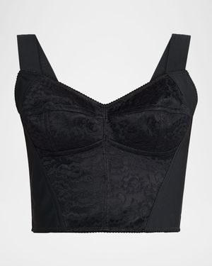 Lace Jacquard Crop Bustier Top