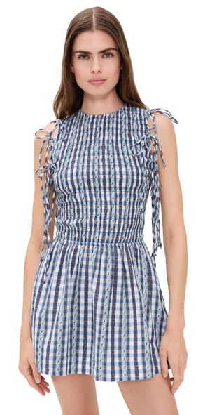 Damson Madder Becca Bubble Mini Dress Navy 6