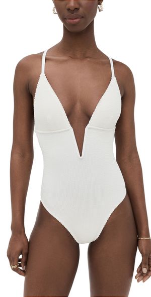 Good American Always Fits Deep V Underwire One Piece Cloud White 4XL/5XL