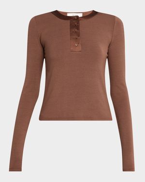 The Satin-Trim Henley Top