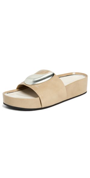 Tory Burch Patos Platform Slides Chateau Grey/Silver 9