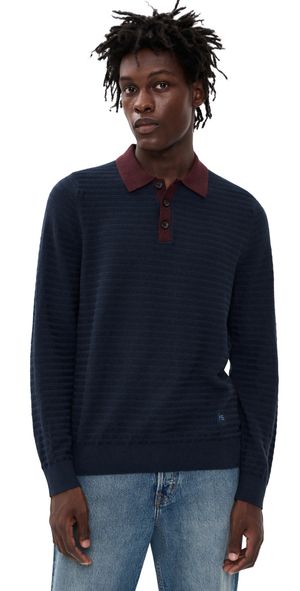 PS Paul Smith Contrast Collar Polo Sweater Dark Navy XL