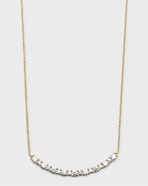 18k Yellow Gold Round Diamond Smiley Bar Necklace,18"L, 0.79tcw