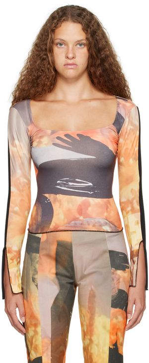 ELLISS Orange Sunflower Long Sleeve T-Shirt
