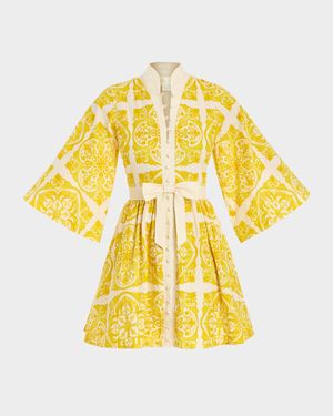 Carmen Flare-Sleeve Bow Mini Dress