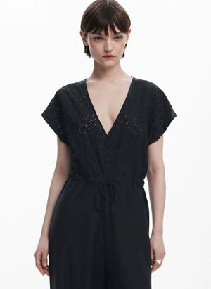Desigual - Combinaison Col V en coton mélangé - Taille XL - Noir