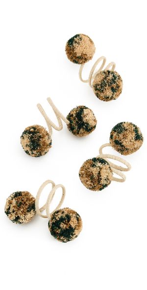 Kim Seybert Casbah Napkin Rings Set of 4 Natural/Green One Size