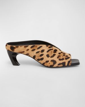 Armadillo Leopard Comma-Heel Mule Sandals