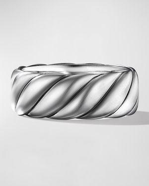 Men's Sculpted Cable Contour Band Ring in Silver, 9mm