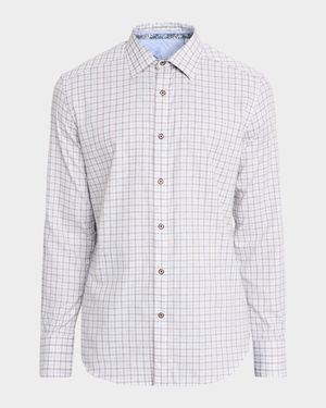 Men's Darrington Mini-Check Cotton Button-Down Shirt