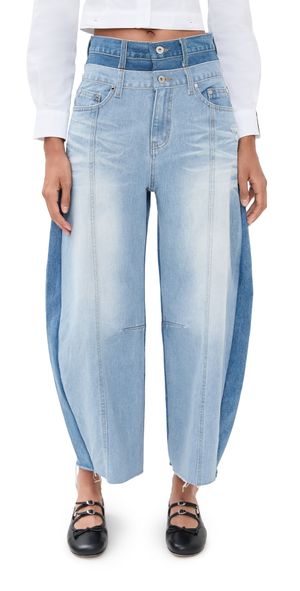 ROKH Balloon Shaped Layered Denim Jeans Light Blue 38