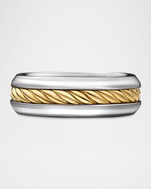 8mm Men's Cable Ring in Silver