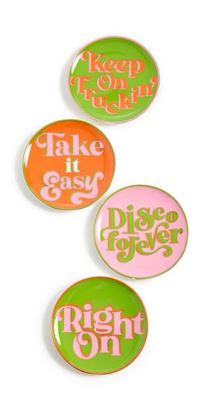 Jonathan Adler Deep Thoughts Coaster Set Pink/Orange/Green One Size