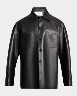 Men's Tonal Leather Overshirt