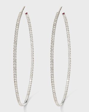 55mm Micro Diamond Hoop Earrings, 2ct