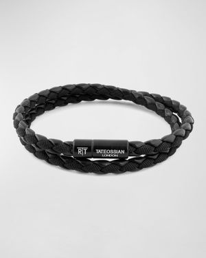 Chelsea Double-Wrap Braided Bracelet, Black