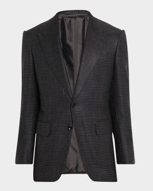 Men's Shelton Herringbone Pied de Poule Single-Breasted Sport Coat