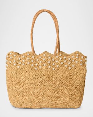 Naples Pearly Straw Tote Bag