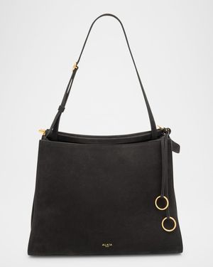 Le Click Medium Square Tote Bag in Nubuck Leather